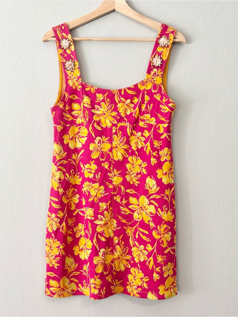 ZARA Pink and Orange Mini Floral Dress